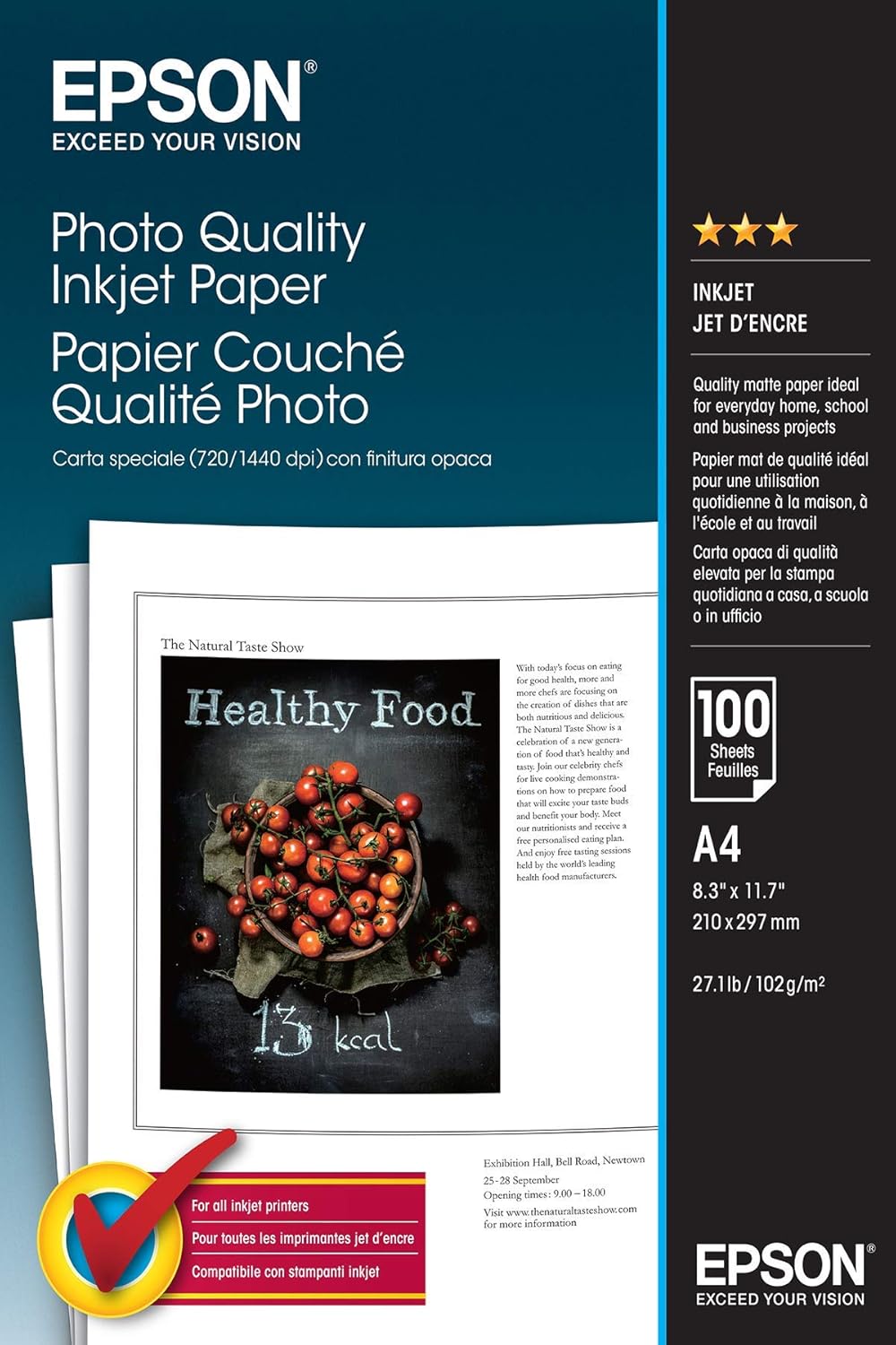 TechWarehouse A4 102gsm Epson Photo Quality InkJet Paper 100 Sheets Epson