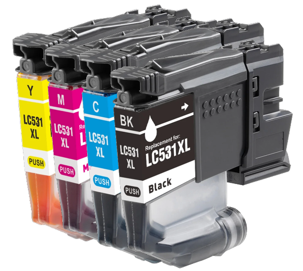TechWarehouse LC531XL Compatible Brother High Yield Compatible Set of 4 - BK/C/M/Y Compatible for Brother