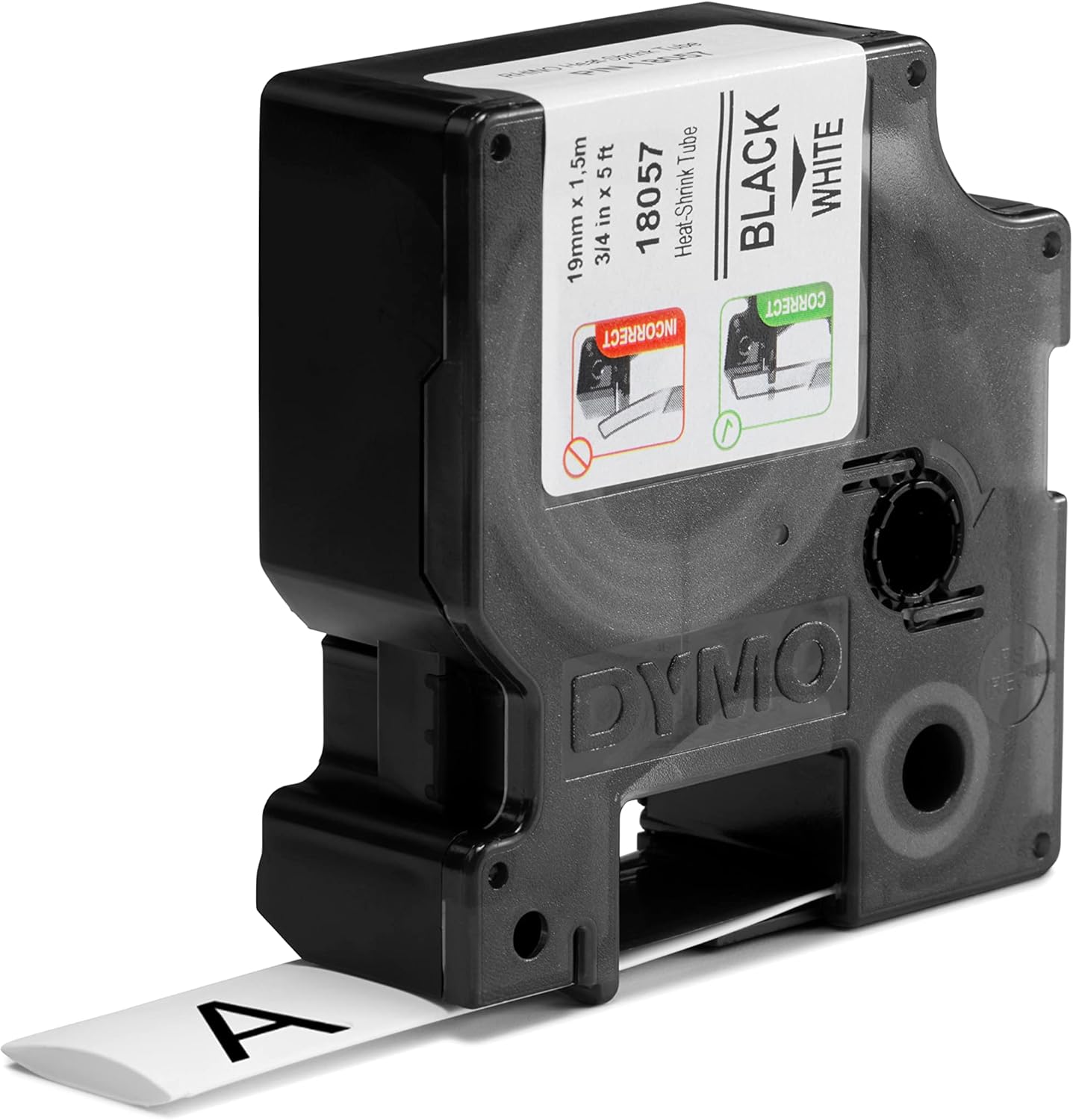 TechWarehouse 18057 Dymo Rhino Heat-Shrink 19mm x 1.5m Black on White Dymo