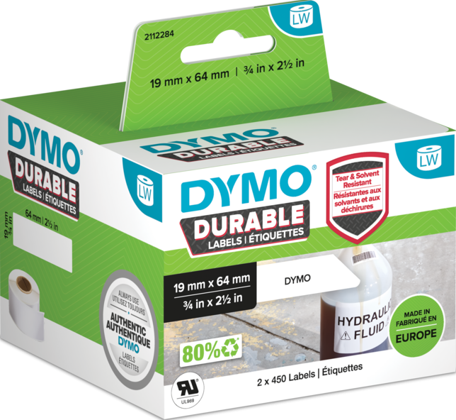 TechWarehouse 2112284 Dymo LW 19mm x 64mm 450 Labels - 2 Pack Dymo