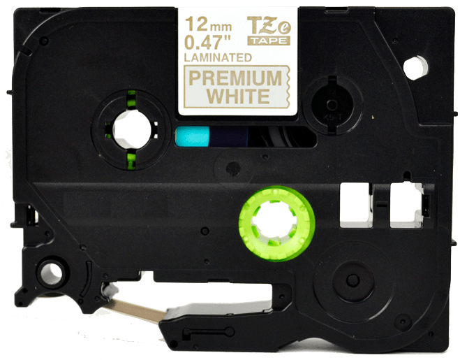 TechWarehouse TZe-PR234 Compatible 12mm x 8m Gold on Premium White Adhesive Laminated Tape for Brother Compatible for Brother