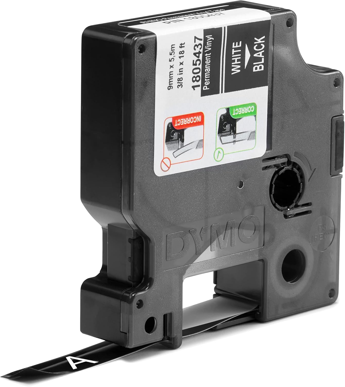 TechWarehouse 1805437 Dymo Rhino Vinyl 9mm x 5.5m White on Black Adhesive Tape Dymo