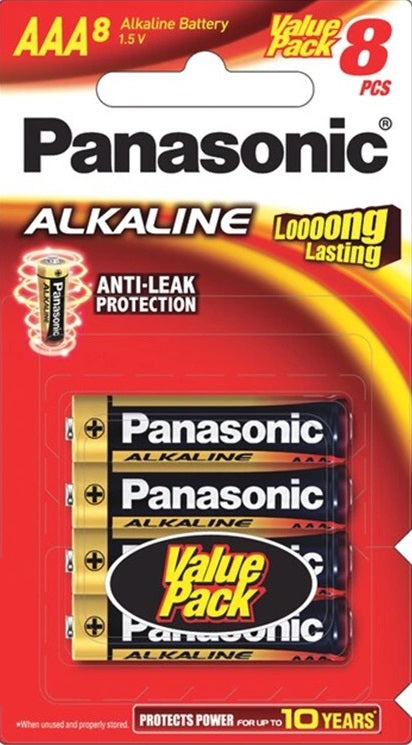 TechWarehouse Alkaline AAA Batteries 8 Pack Panasonic