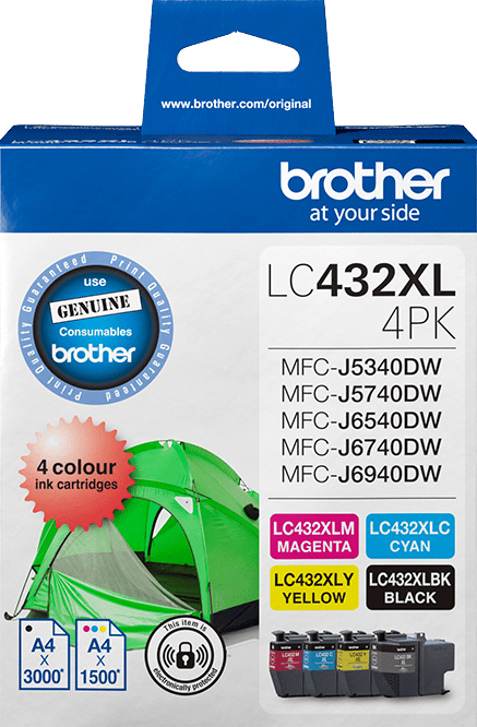 TechWarehouse LC432XL Brother 4-Pack High Yield Ink Cartridge (B/C/M/Y) Brother