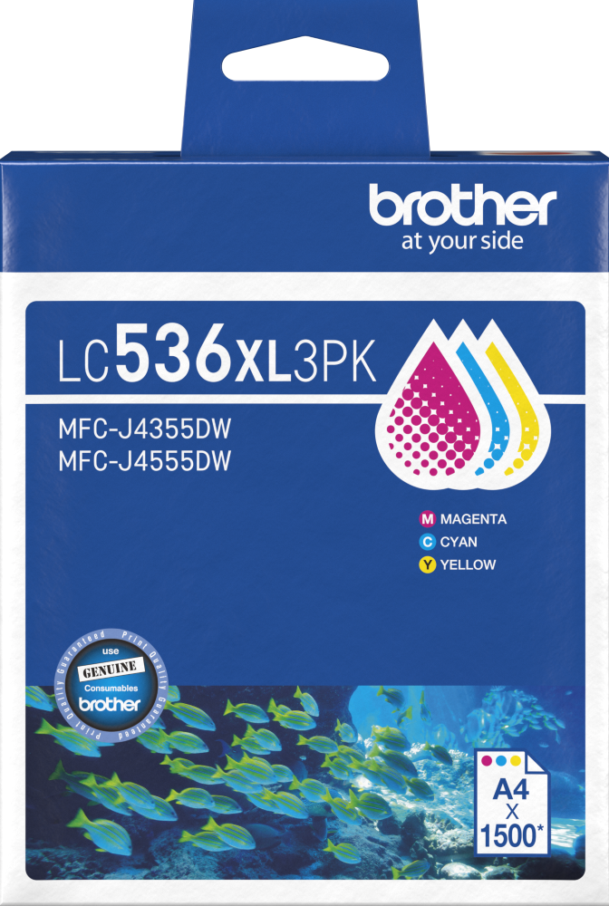 LC536XL Brother 3 Pack Hi Yield Ink Cartridge Pack (C/M/Y)