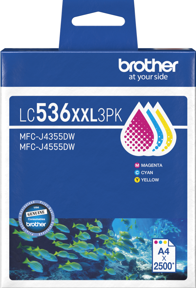 LC536XXL Brother 3 Pack Super Hi Yield Ink Cartridge Pack (C/M/Y)