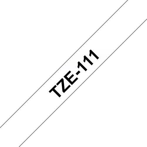 TechWarehouse TZe-111 Compatible 6mm x 8m Black on Clear Adhesive Laminated Tape for Brother Compatible for Brother