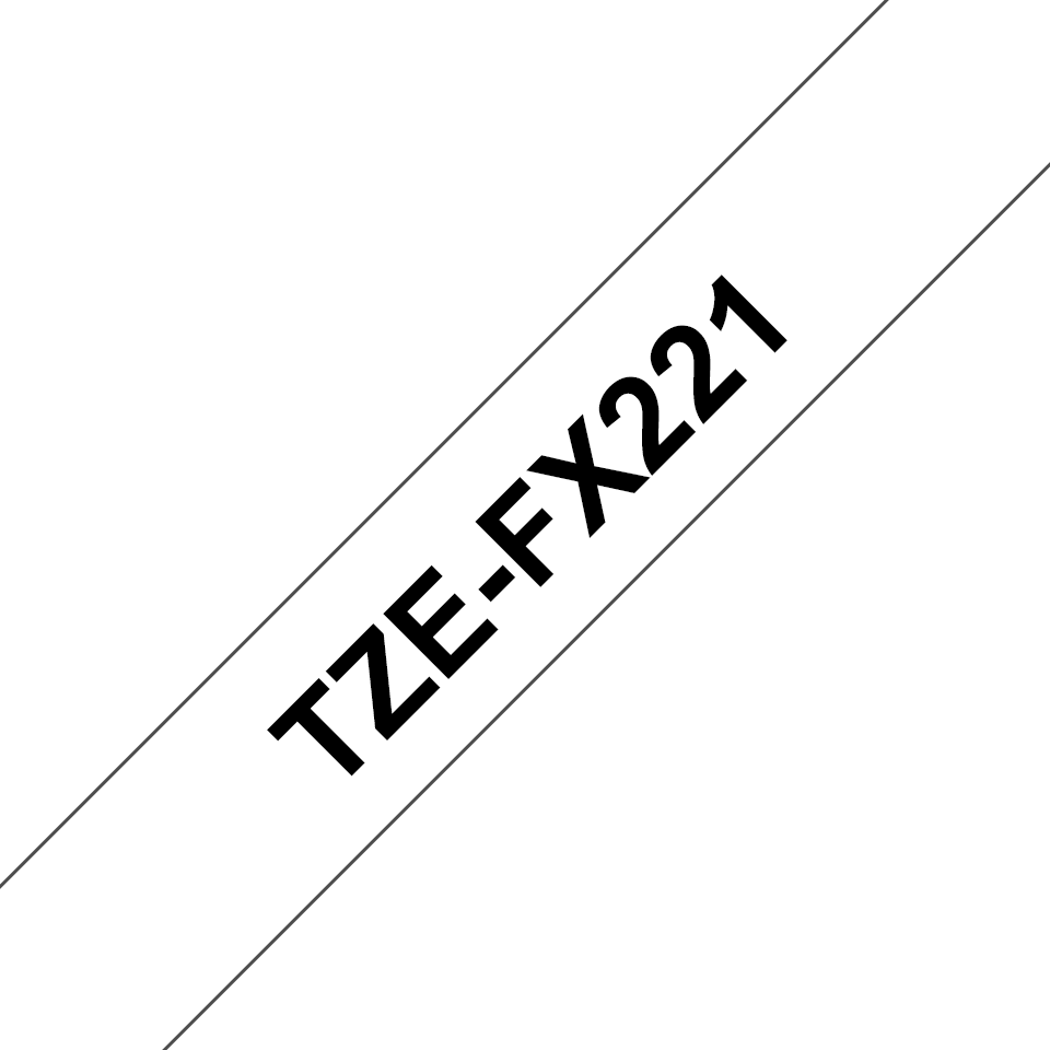 TechWarehouse TZe-FX221 Brother 9mm x 8m Flexible ID Tape Black on White Brother