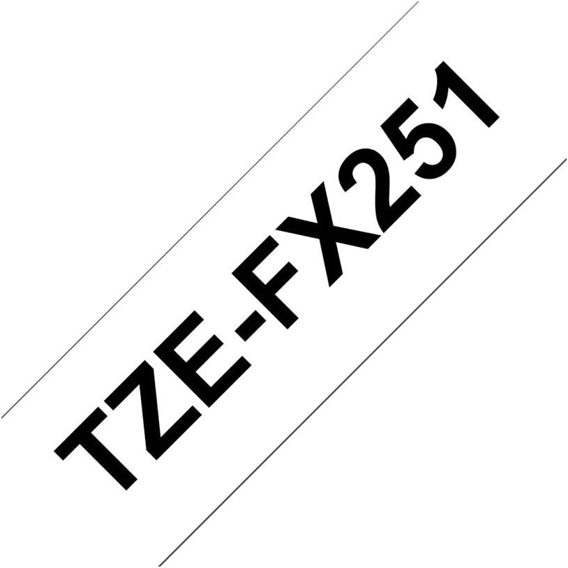 TechWarehouse TZe-FX251 Brother 24mm x 8m Black on White Flexi ID Tape Brother