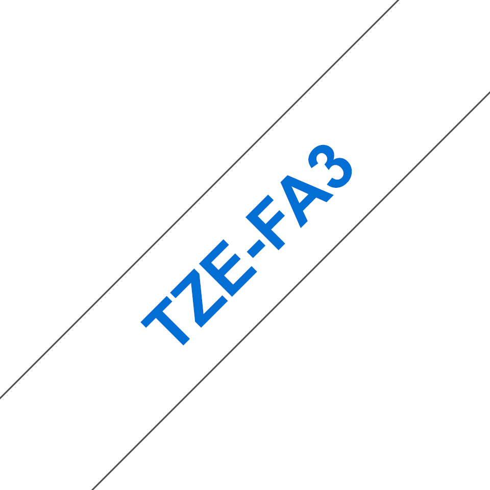 TechWarehouse TZe-FA3 Brother 12mm x 3m Blue on White Fabric Tape Brother