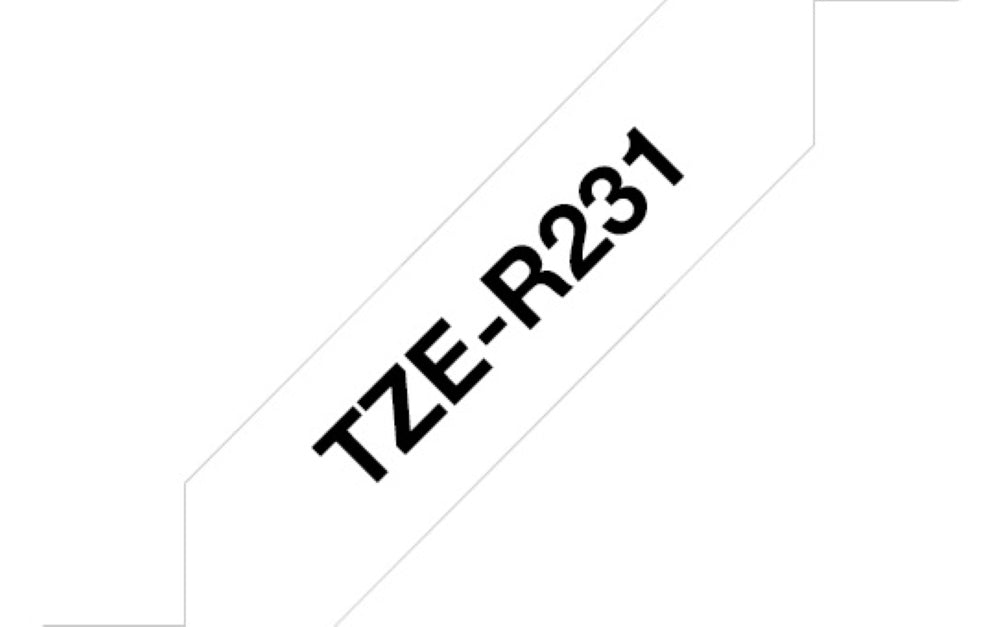 TechWarehouse TZe-R231 12mm x 4m Black on White Ribbon Brother