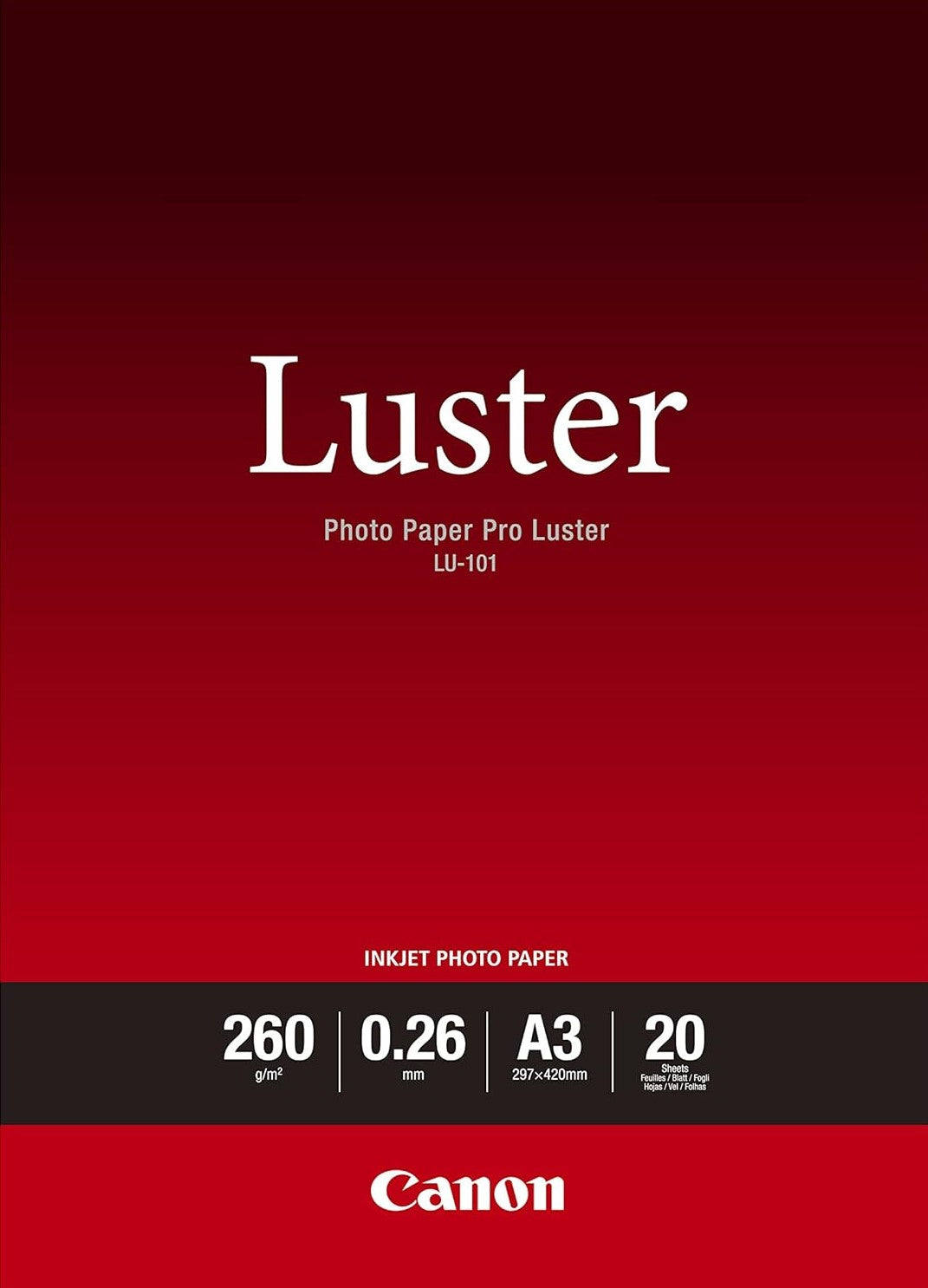TechWarehouse A3 260gsm Canon Photo Paper Pro Luster 20 sheets Canon