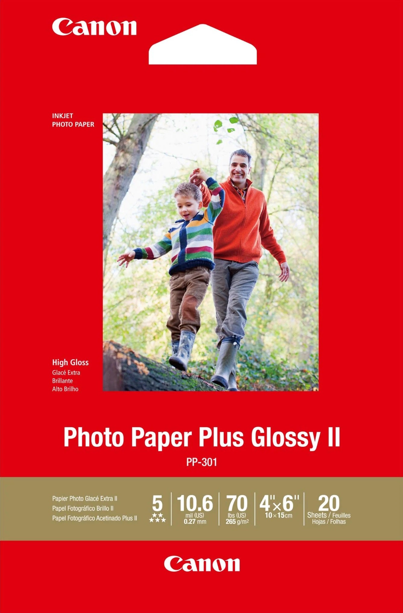4x6 265gsm Canon Photo Paper Plus Glossy II 20 sheets