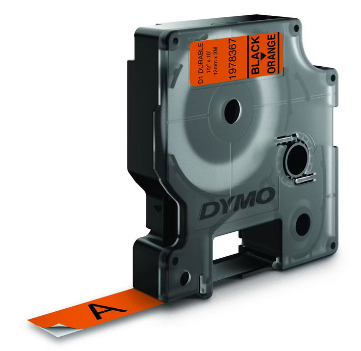 TechWarehouse 1978367 Dymo D1 12mm x 3m Durable Label Tape Black on Orange Dymo