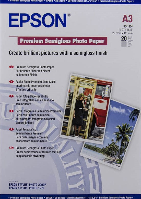 TechWarehouse A3 251gsm Premium Semigloss Photo Paper 20 sheets Epson