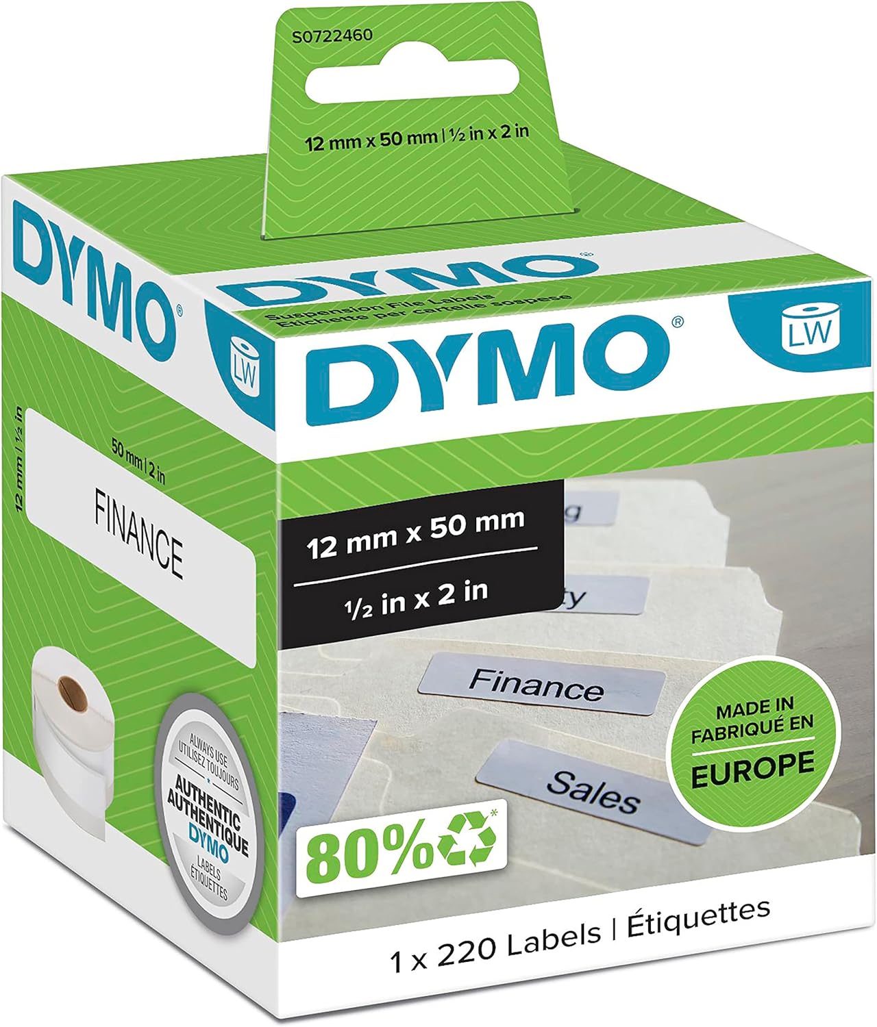 TechWarehouse S0722460 Dymo LW 50mm x 12mm 220 Labels per Roll Dymo