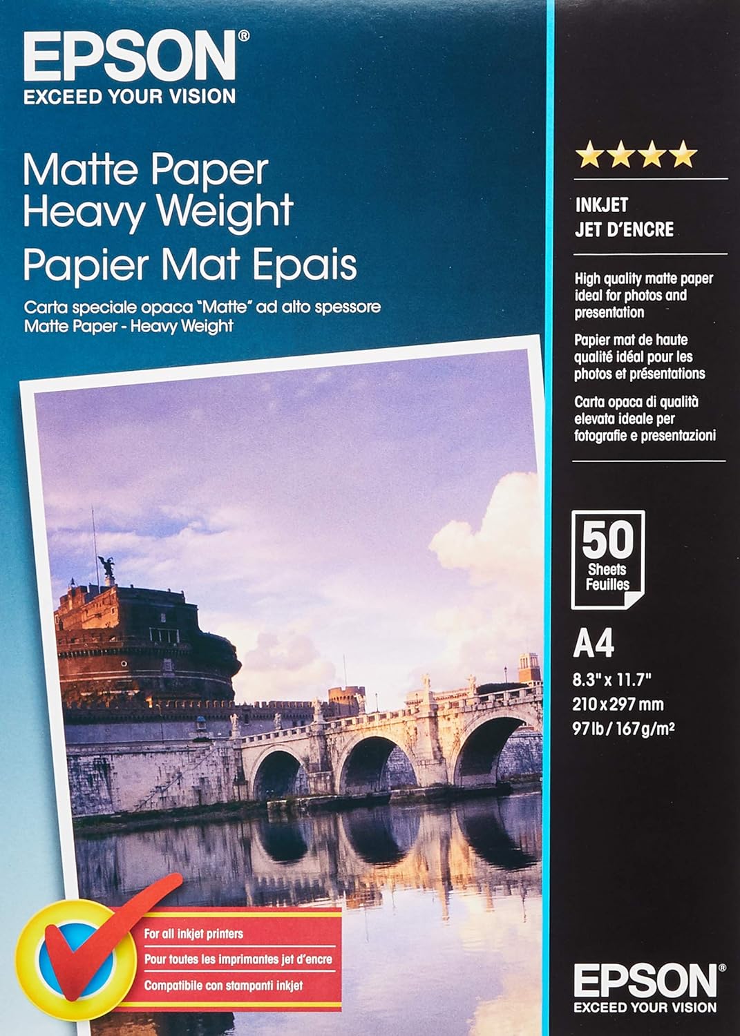 TechWarehouse A4 167gsm Epson Matte Paper Heavy Weight 50 sheets Epson