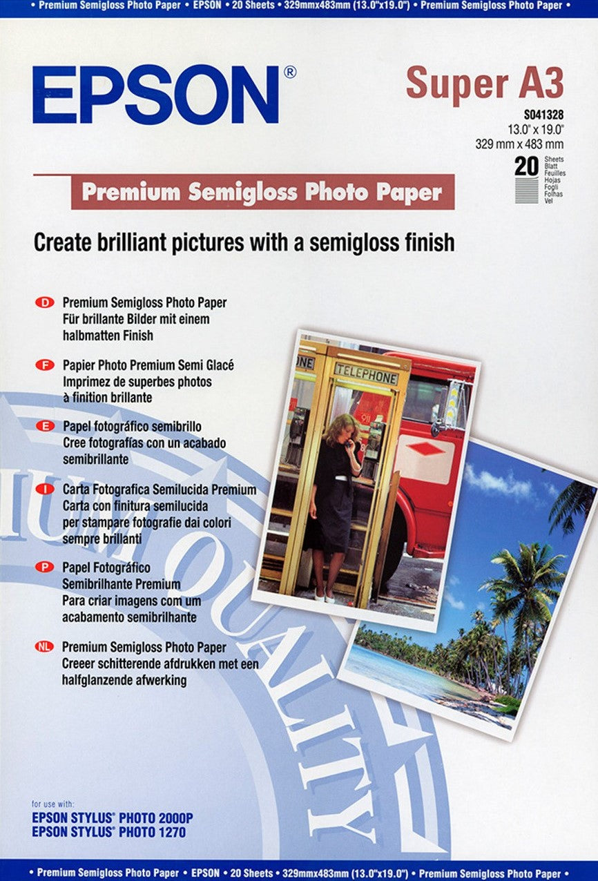 TechWarehouse A3+ 251gsm Epson Premium Semigloss Photo Paper 20 sheets Epson