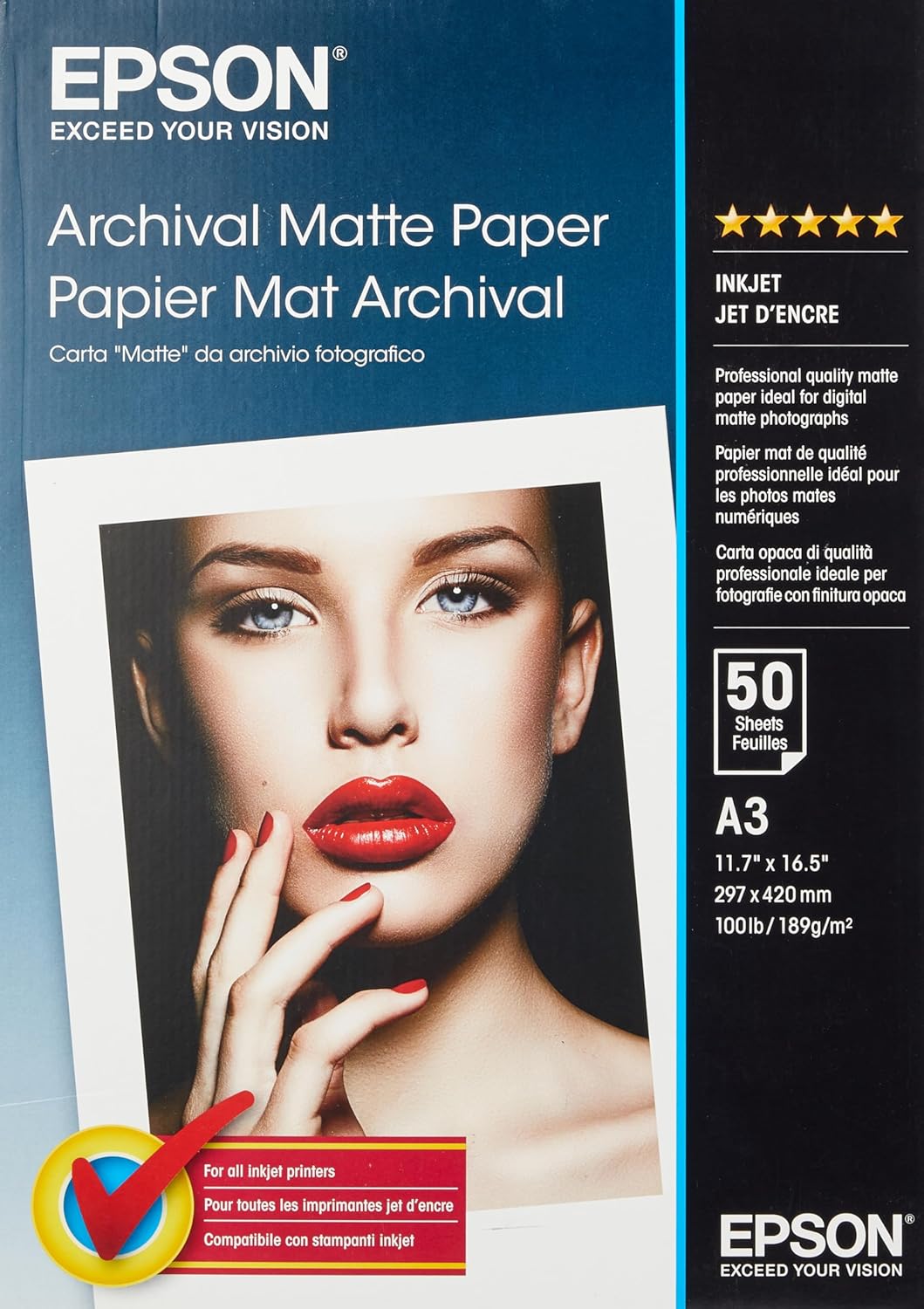 TechWarehouse A3 189gsm Epson Archival Matte Paper 50 sheets Epson