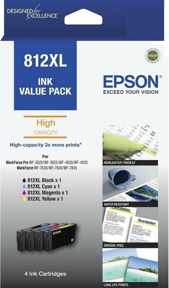 812XL Epson High Capacity Ink Cartridge Value Pack
