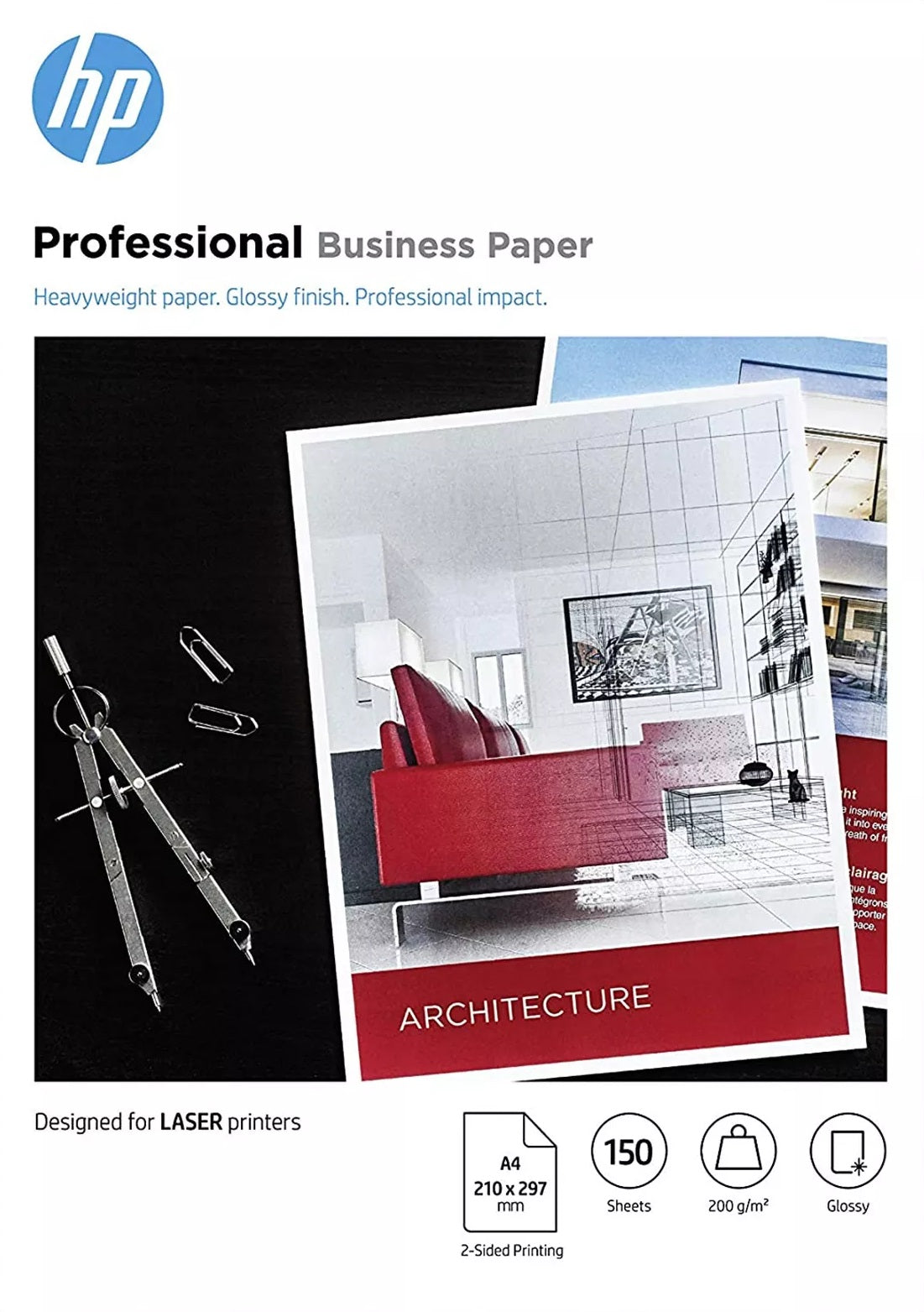 TechWarehouse A4 200gsm HP Laser Professional Glossy Business Paper 150 sheets HP