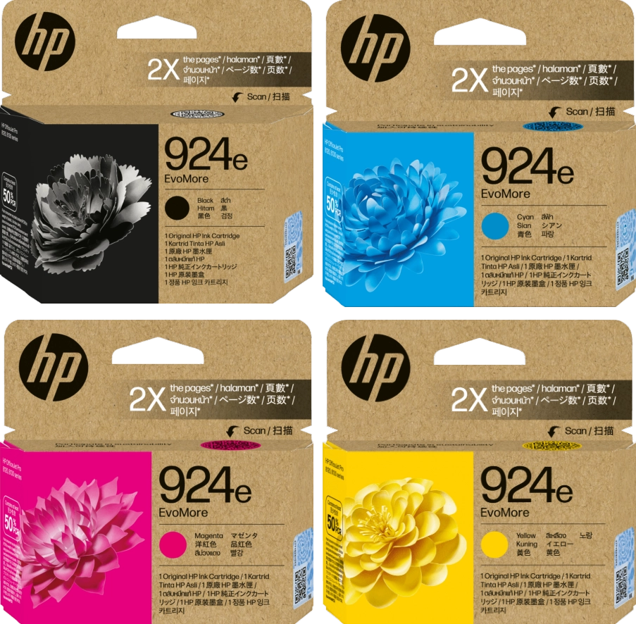 TechWarehouse 924E HP EvoMore High Capacity Set of 4 Inks (BK/C/M/Y) HP