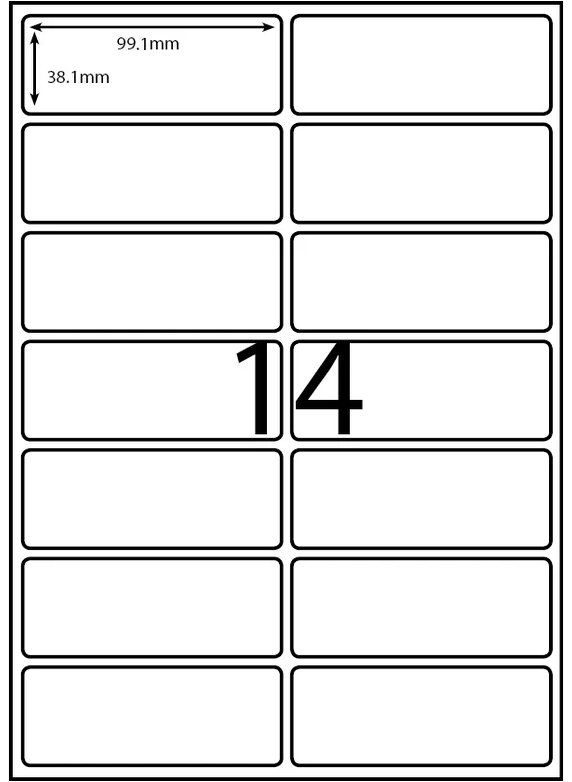 Multipurpose Self-Adhesive Laser/Inkjet Labels - 14 Labels per sheet (100 sheets)