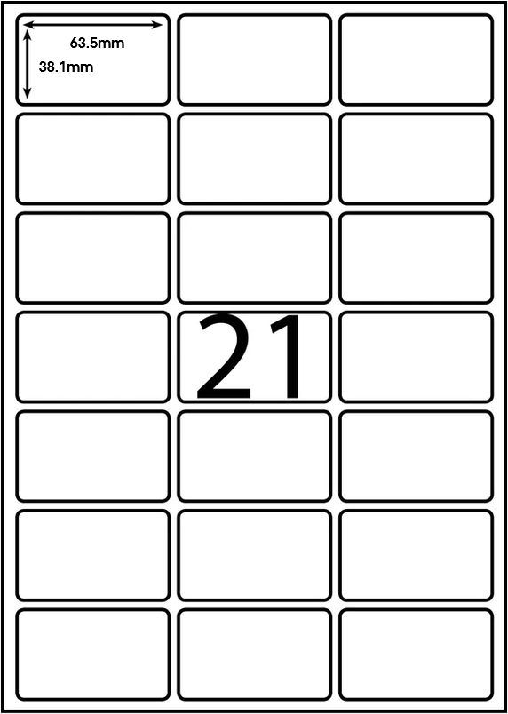 Multipurpose Self-Adhesive Laser/Inkjet Labels - 21 Labels per sheet (100 sheets)