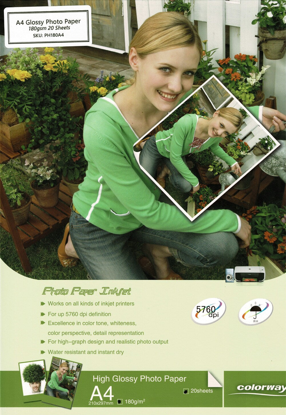 TechWarehouse A4 180gsm Glossy Photo Paper 20 sheets Colorway