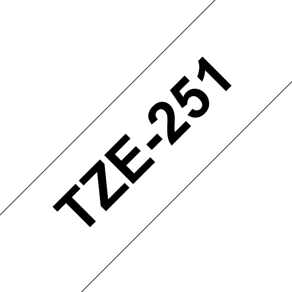 TechWarehouse TZe-251 Brother 24mm x 8m Black on White Adhesive Laminated Tape Brother