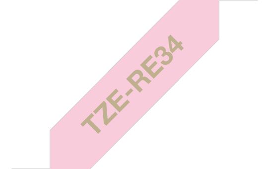 TechWarehouse TZe-RE34 Brother 12mm x 4m Gold on Pink Ribbon Brother
