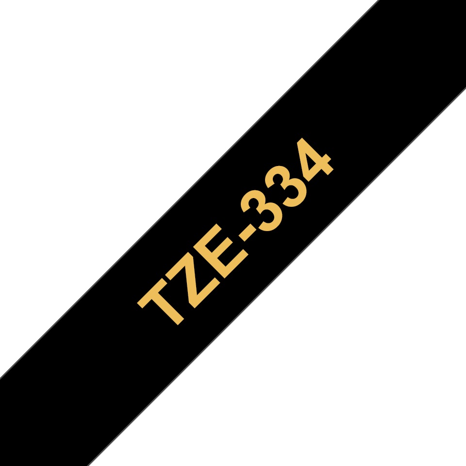 TechWarehouse TZe-334 Compatible 12mm x 8m Gold on Black Adhesive Laminated Tape for Brother Compatible for Brother