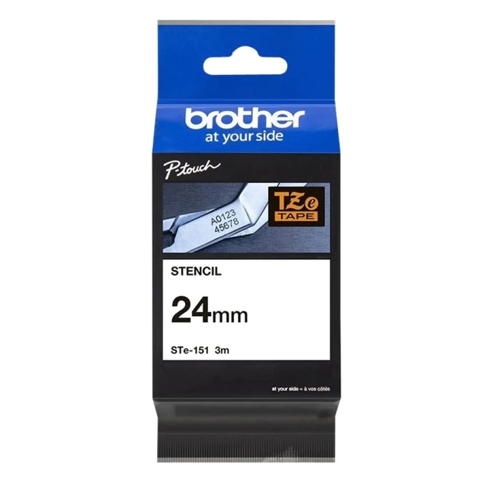 TechWarehouse STe-151 Brother 24mm x 3m Black Stencil Non Laminated Tape Brother
