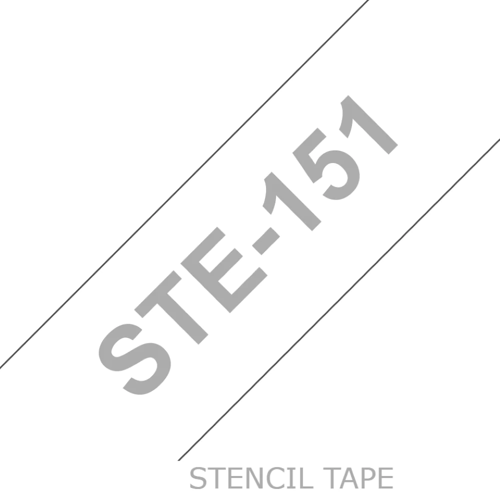TechWarehouse STe-151 Brother 24mm x 3m Black Stencil Non Laminated Tape Brother