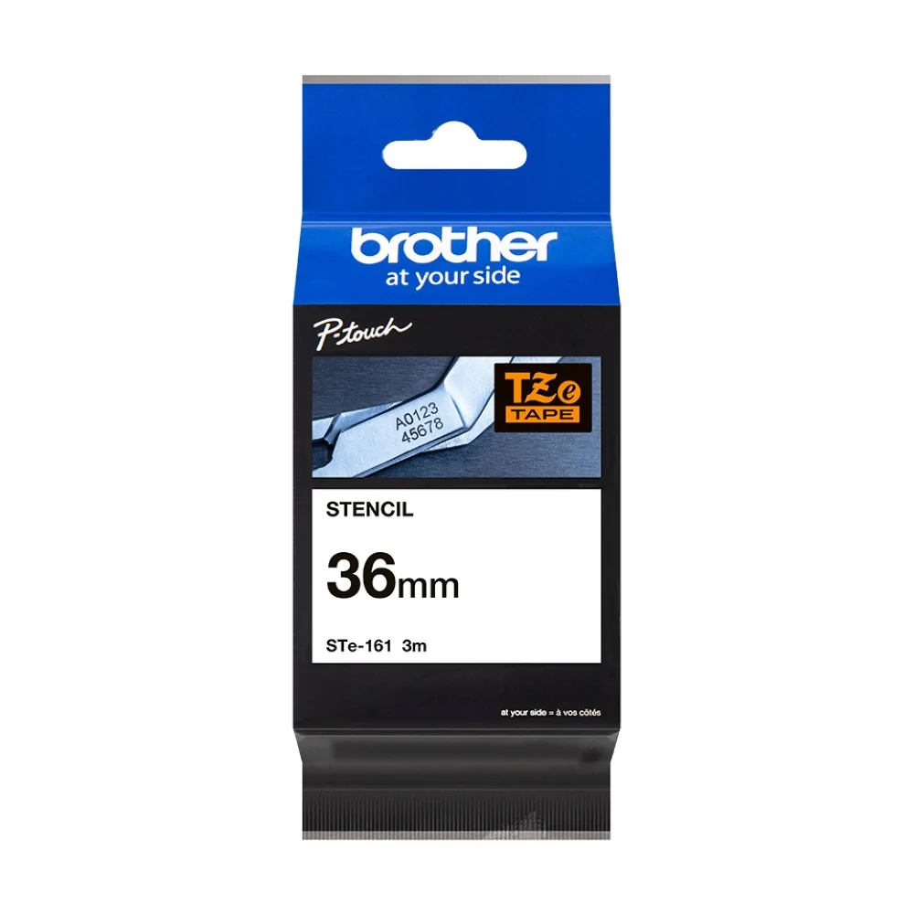 TechWarehouse STe-161 Brother 36mm x 3m Black Stencil Non Laminated Tape Brother