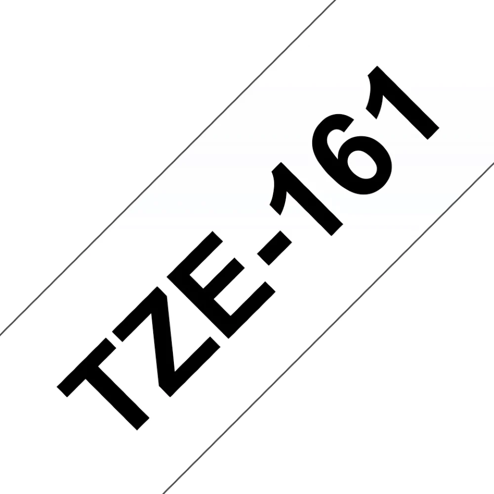 TechWarehouse TZe-161 Brother 36mm x 8m Black on Clear Adhesive Laminated Tape Brother
