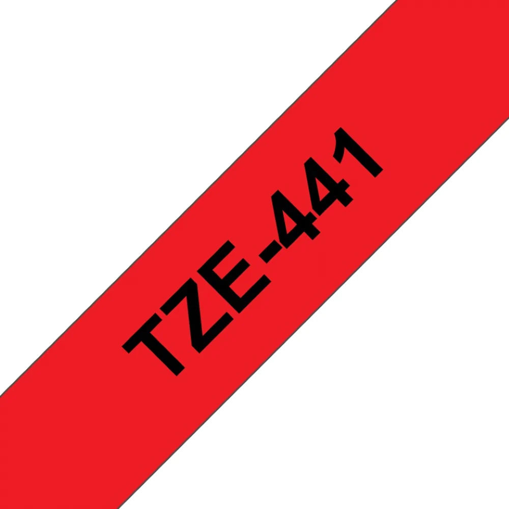 TechWarehouse TZe-441 Brother 18mm x 8m Black on Red Adhesive Laminated Tape Brother