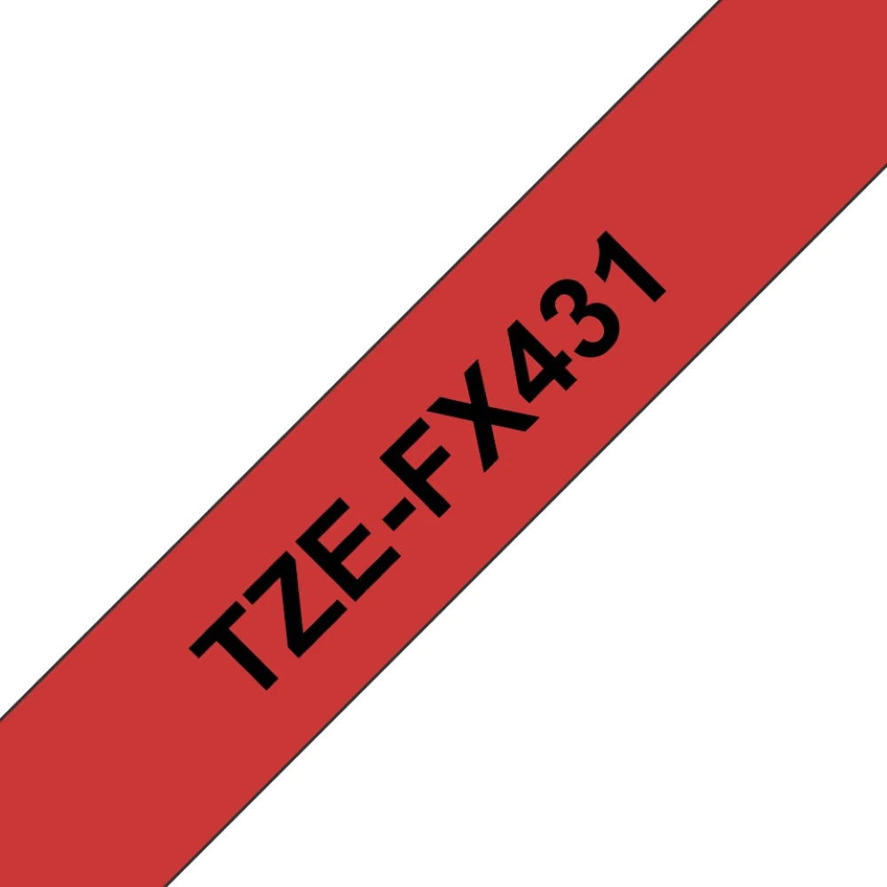 TechWarehouse TZe-FX431 Brother 12mm x 8m Black on Red Flexible ID Tape Brother