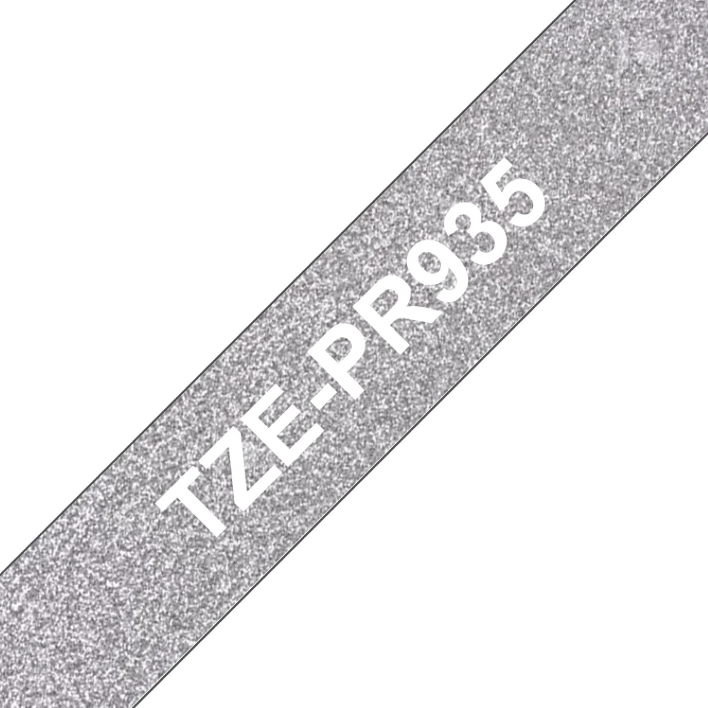 TechWarehouse TZe-PR935 Brother 12mm x 4m White On Premium Silver Adhesive Laminated Tape Brother