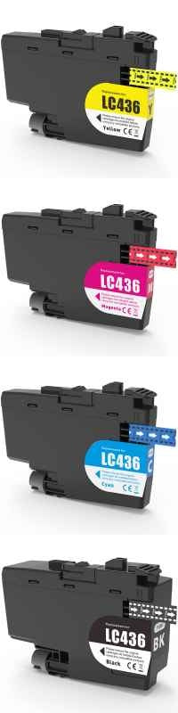TechWarehouse LC436 Compatible Set of 4 (Bk/C/M/Y) for Brother Compatible for Brother