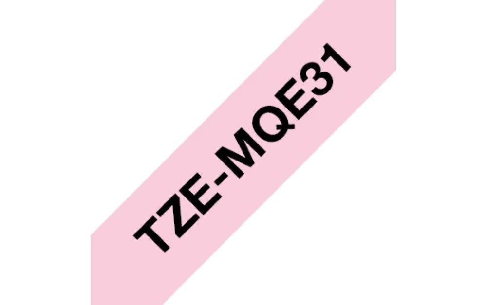 TechWarehouse TZe-MQE31 Compatible 12mm x 8m Black on Pastel Pink Adhesive Laminated Tape for Brother Compatible for Brother