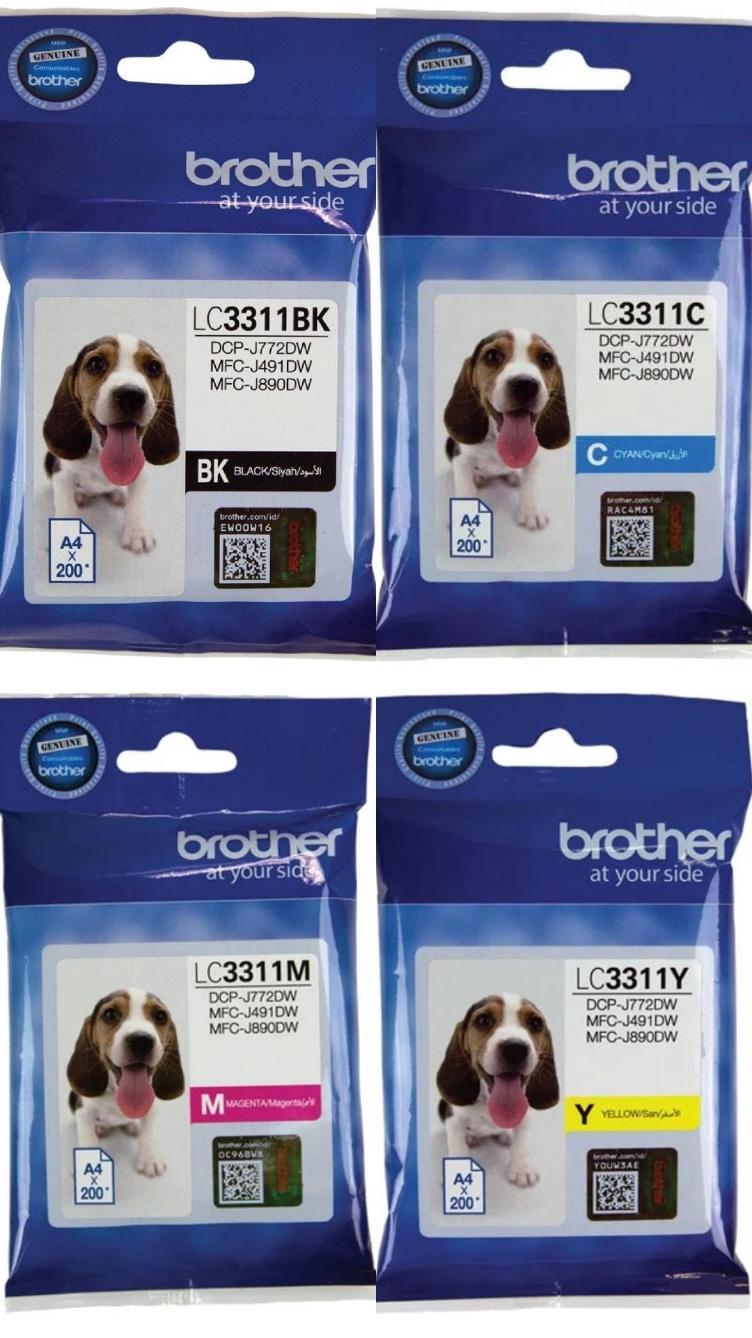 TechWarehouse LC3311 Brother Set of 4 (Bk/C/M/Y) Brother