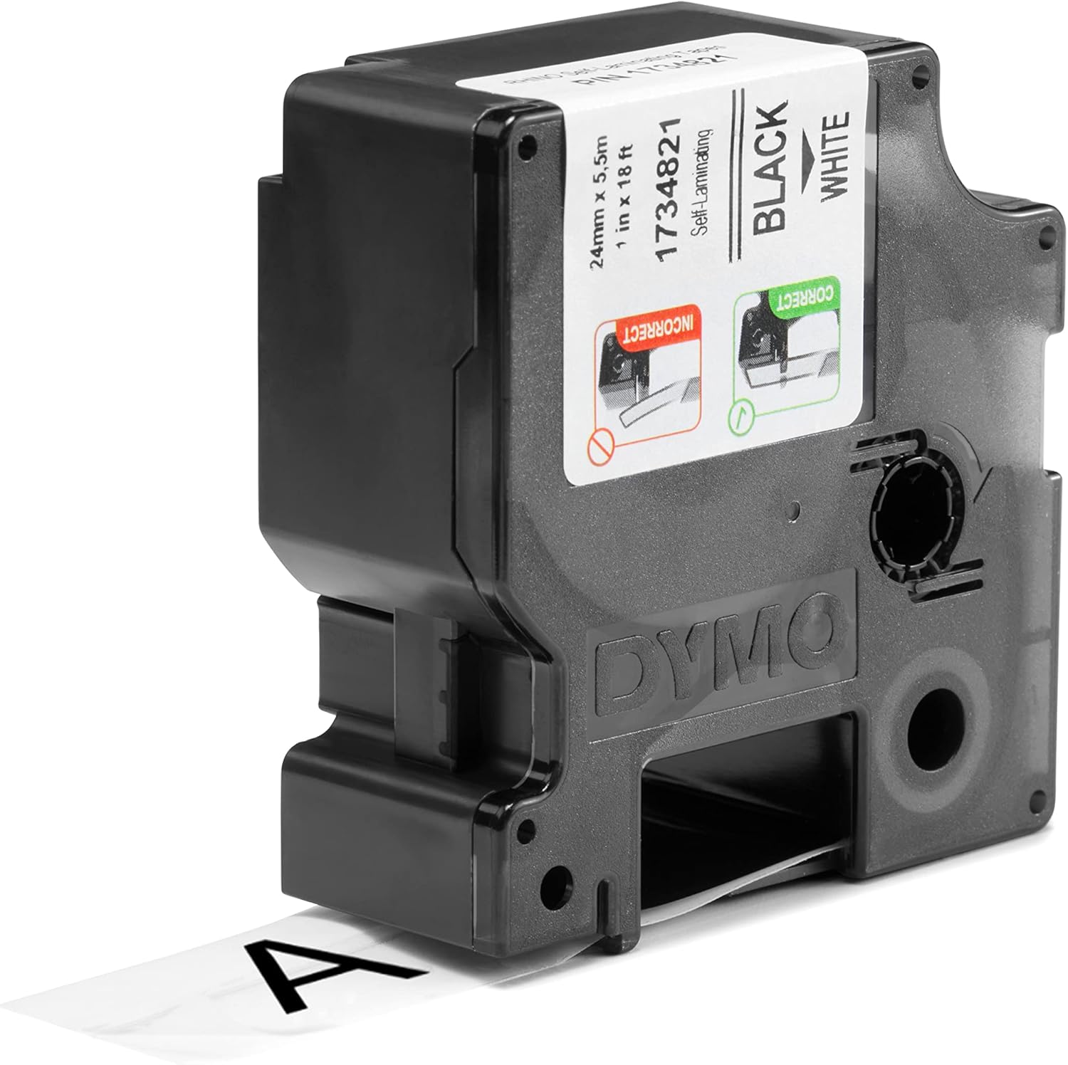 TechWarehouse 1734821 Dymo Rhino Vinyl 24mm x 5.5m Black on White Adhesive Tape Dymo