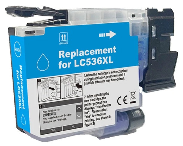 TechWarehouse LC536XLC Compatible High Yield Cyan Ink Cartridge Compatible for Brother