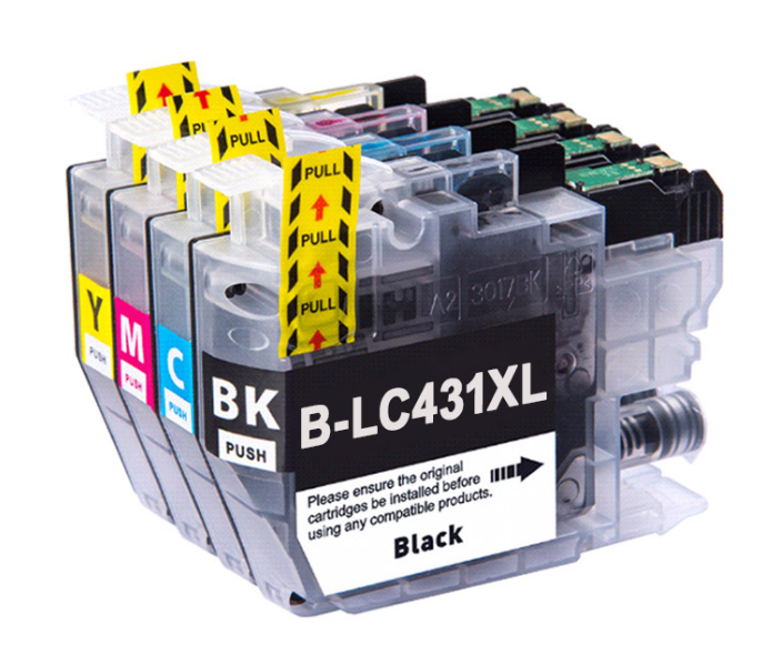 TechWarehouse LC431XL Compatible Brother High Yield Compatible Set of 4 - Bk/C/M/Y Compatible for Brother