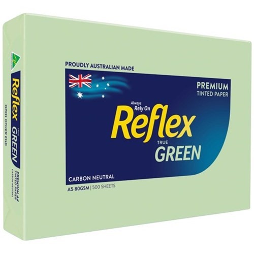 TechWarehouse A5 80gsm Green Reflex Undertones paper 500 sheets Reflex