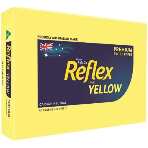 TechWarehouse A5 80gsm Yellow Reflex Undertones paper 500 sheets Reflex