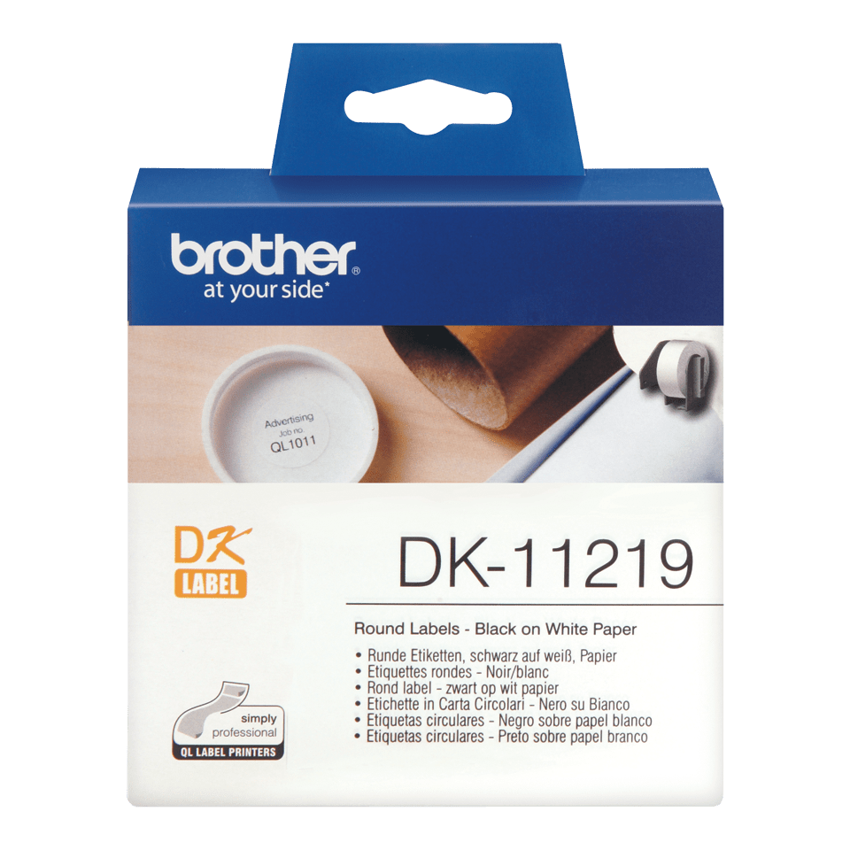 DK11219 Brother 12mm Round Labels 1200 per roll