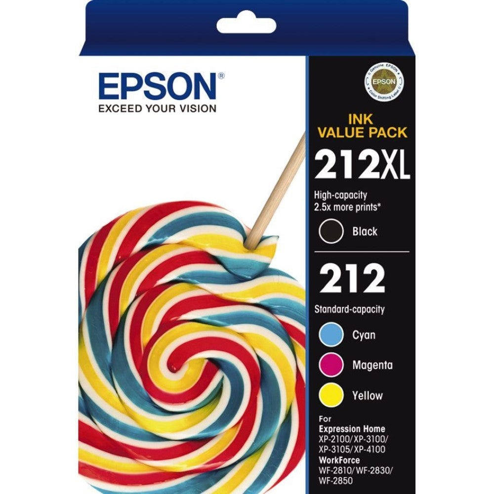 TechWarehouse 212XL Epson Black plus 3 Standard Colours Value Pack Epson
