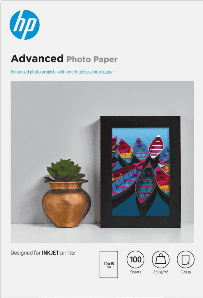 TechWarehouse 10x15cm 250gsm HP Advanced Glossy Photo Paper 100 sheets HP